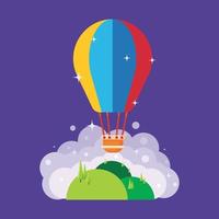 Hot air balloons background with sky in flat style vector