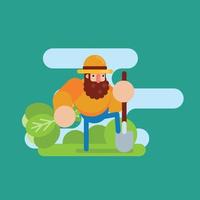 Male farmer and harvesting characters vector