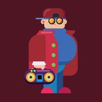 Fat hiphop man character with hat vector