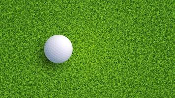 Top view of golf ball on green grass texture with empty space for your content. Realistic vector background