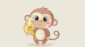 a happy funny monkey smiling. Illustration Of Cute Monkey Holding Banana vector