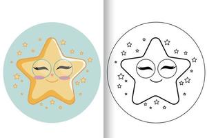 twinkle little stars coloring page. Outline vector cartoon illustration