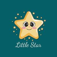 Little Star lettering and the starry sky. Vector illustration