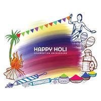 Happy holi indian spring festival of colors greeting card vector