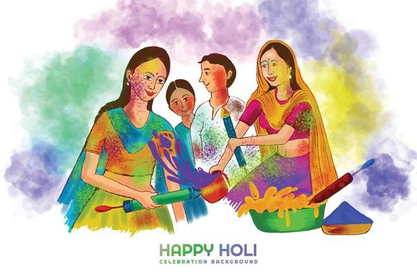 Vector poster for Indian Holi Festival, colorful logo for traditional  holiday holi in India, fun spring hindu festival of colours, decorative  font for Stock Vector Image & Art - Alamy