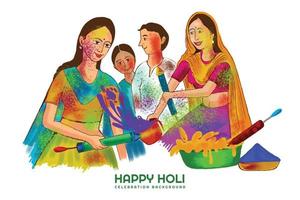 Beautiful playing festival of colors happy holi colorful background vector