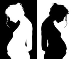 black and white silhouettes of pregnant vector