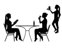 black silhouettes of the visitors of the restaurant vector