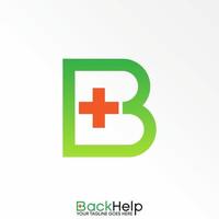 Letter or word B sans serif font with plus or red cross inside image graphic icon logo design abstract concept vector stock. Can be used as a symbol related to hospital or initial