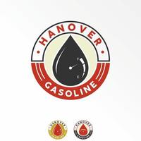 Fuel gauge or meter and water or gasoline with letter HANOVER font image graphic icon logo design abstract concept vector stock. Can be used as a symbol related to classic emblem or gas station