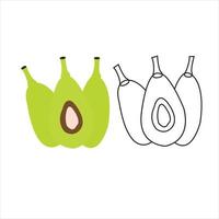 Vector cute cartoon avocado chef character with menu in hand