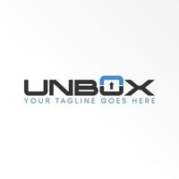 Letter or word UNBOX sans serif font with Arrow or up image graphic icon logo design abstract concept vector stock. Can be used as a symbol related to wordmark.