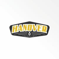 writing HANOVER with letter or word H font inside water or gasoline image graphic icon logo design abstract concept vector stock. Can be used as a symbol related to classic emblem or gas station