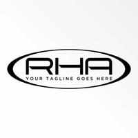 letter or word RHA sans serif font inside ellipse emblem image graphic icon logo design abstract concept vector stock. Can be used as a symbol related to initial or wordmark