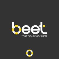 Letter or writing BEET sans serif font with coin gambling image graphic icon logo design abstract concept vector stock. Can be used as a symbol related to initial or game
