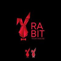 illustration rabbit with the bow tie in red colors image graphic icon logo design abstract concept vector stock. Can be used as a symbol associated with animal or character