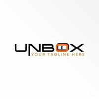 Letter or word UNBOX sans serif font with Arrow or up image graphic icon logo design abstract concept vector stock. Can be used as a symbol related to wordmark.