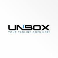 Letter or word UNBOX sans serif font with cut flip recycle image graphic icon logo design abstract concept vector stock. Can be used as a symbol related to wordmark.