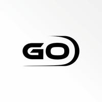 Letter or word GO sans serif font with cutting line swoosh on right side image graphic icon logo design abstract concept vector stock. Can be used as symbol related to monogram or initial