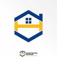 letra o palabra ch o hc fuente en hexágono 3d línea y techo casa ventana imagen gráfico icono logo diseño resumen concepto vector existencias. lata ser usado como un símbolo relacionado a inicial o propiedad