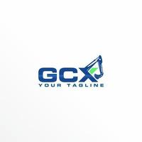 Combination letter or word GCX font with hand Excavator Heavy equipment image graphic icon logo design abstract concept vector stock. Can be used as a symbol related to construction or initial.