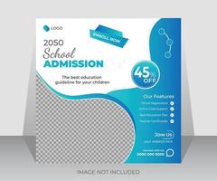 School admission social media post or web ads banner design template. Back-to-school online advertisement banner layout. vector