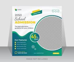 School admission social media post or web ads banner design template. Back-to-school online advertisement banner layout. vector