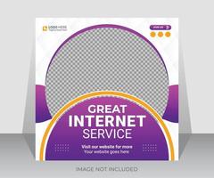 Super internet service social media post or web promotional banner design square template vector