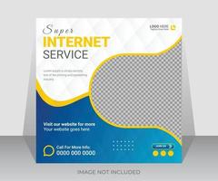 Super internet service social media post or web promotional banner design square template vector