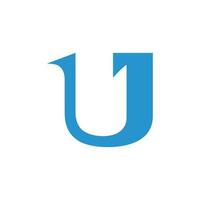letter number logo, U and 1, U1, 1U, negative space flat blue vector