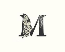 letter M, Black butterfly letter Beautiful capital alphabet vector