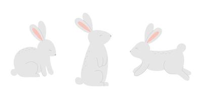 Set of cute rabbits. Template for baby design, Easter card, Mother's day or Valentine's day. vector