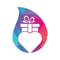 Love Gift drop shape concept Logo Vector Symbol Icon Design. Heart gift logo vector icon.