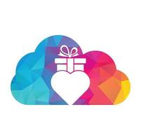 amor regalo nube forma concepto logo vector símbolo icono diseño. corazón regalo logo vector icono.