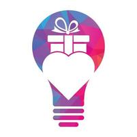 amor regalo bulbo forma concepto logo vector símbolo icono diseño. corazón regalo logo vector icono.