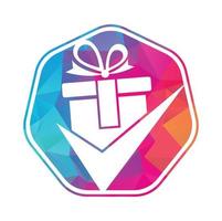Check Gift Logo Icon Design. Check gift box logo design icon template vector. vector