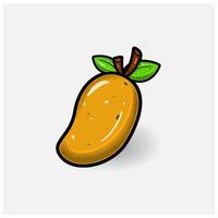 mango Fruta dibujos animados con sencillo degradado y detalles. vector