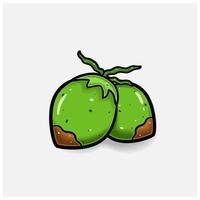 Coconut Fruit Cartoon With Simple Gradient and Details. vector