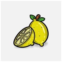 Lemon Fruit Cartoon With Simple Gradient and Details. vector