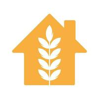 wheat grain home shape vector logo design.