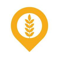 wheat grain gps shape vector logo design.