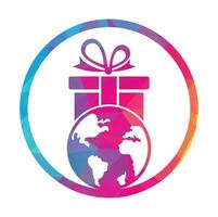 Global gift logo design template vector. Gift world logo icon template. vector