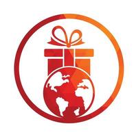 Global gift logo design template vector. Gift world logo icon template. vector