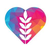 wheat grain heart shape vector logo design.