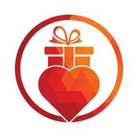 Love Gift Logo Vector Symbol Icon Design. Heart gift logo vector icon.