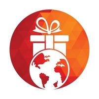 Global gift logo design template vector. Gift world logo icon template. vector