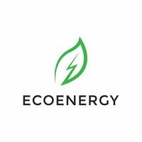 Eco Leaf and Power Energy Lightning Bolt Logo Design Template vector