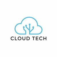 Cloud technology logo or icon set. Cloud symbol with circuit pattern. IT and computers, internet and connectivity vector illustration