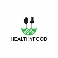 Leaf with Spoon and Fork, Healthy Food, Restaurant Logo Design Template vector