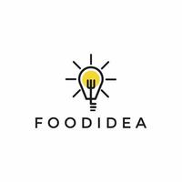 tenedor bulbo comida idea inteligente logo vector icono ilustración